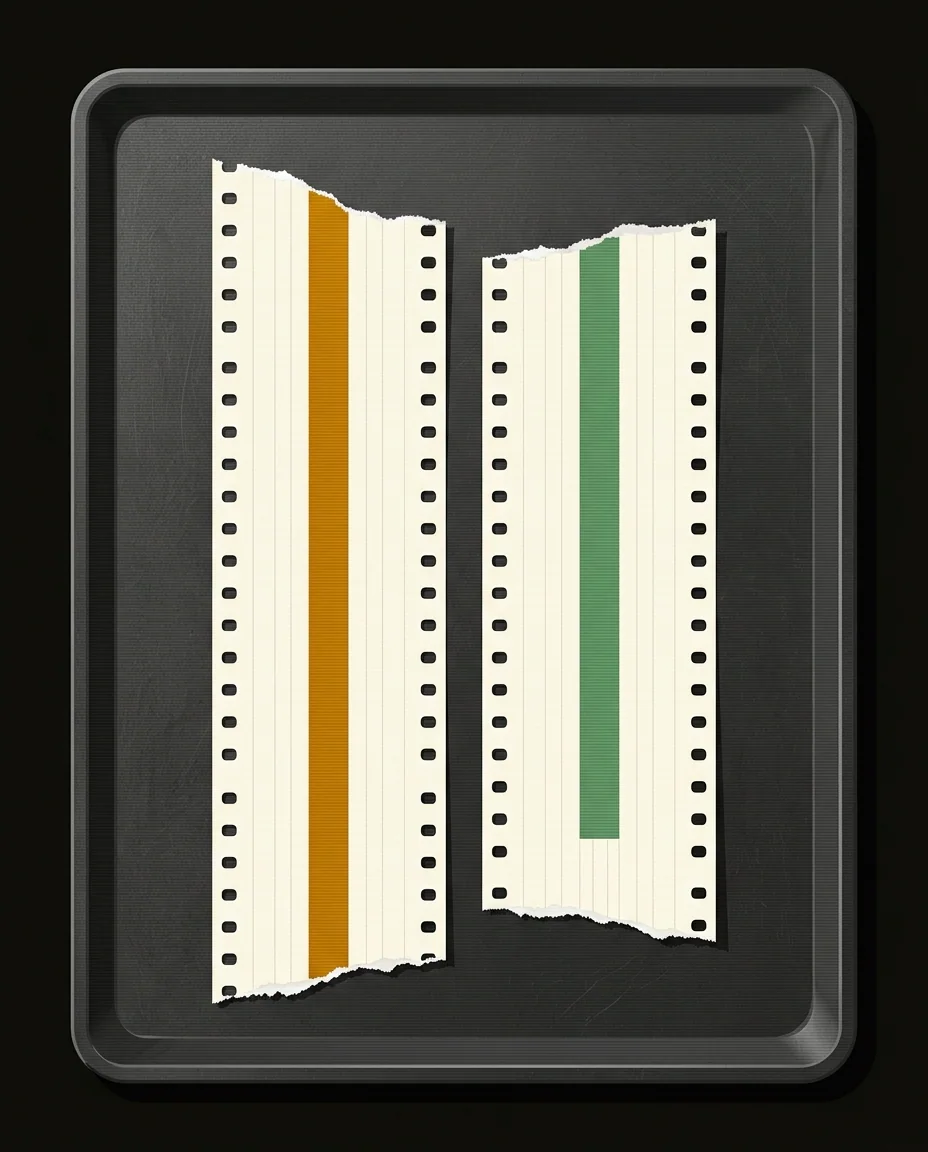 Two grade tapes on a metal tray